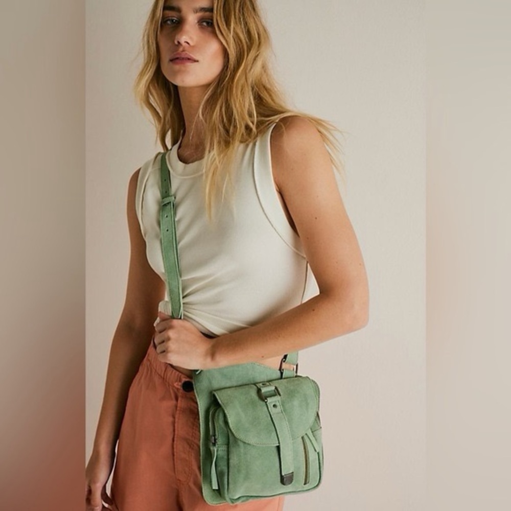 Free People Cornell Suede Sling mint versatile belt Green Crossbody Bag vibrant